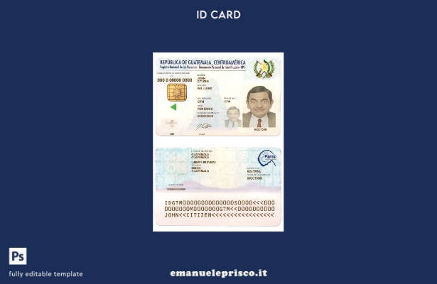modello ID Guatemala in stile verificato